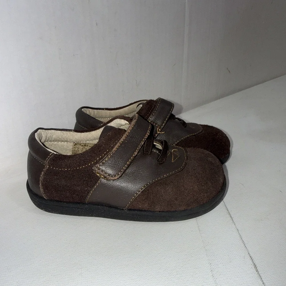 See Kai Run Brown Suede Loafers Baby Kids Toddler Walking Rubber Sole Shoes Sz 7